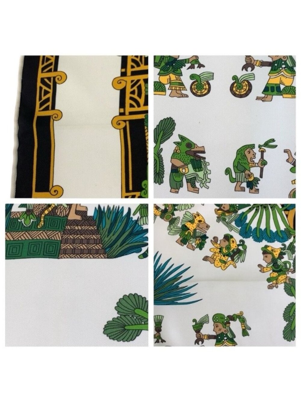 Hermes Astres Et Soleils Carre 90 Green Multicolor Silk Scarf - Picture 5 of 9